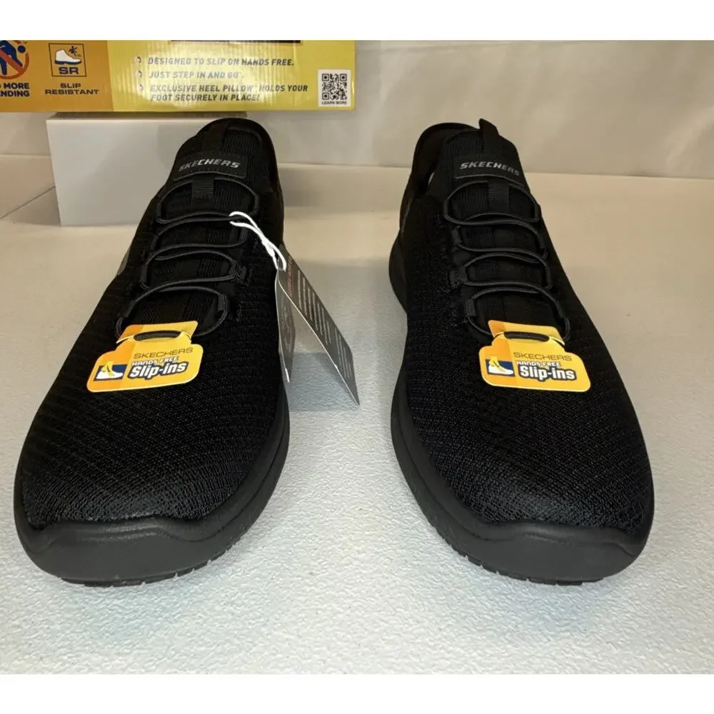 Skechers Men’s Slip-ins Work Shoes Black Slip Resistant Sneaker Size 12